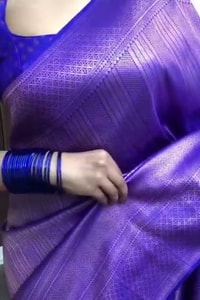Tone-on-Tone Jacquard Banarasi Soft Silk Saree with Rich Pallu in Purple, Rust and Pink  in Surat video 1