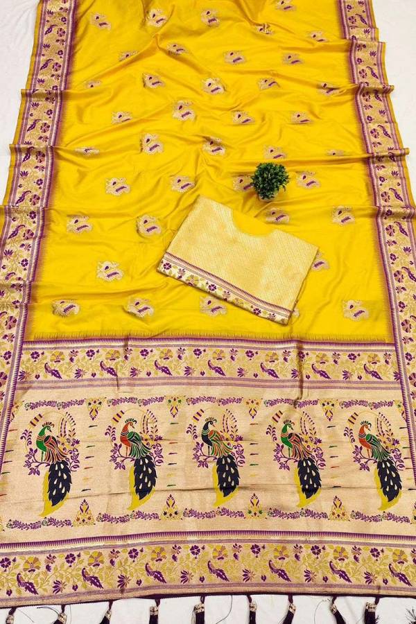 Traditional Charm Rich Pallu and Contrast Border in Soft Pethani Silk Design Saree  in Surat