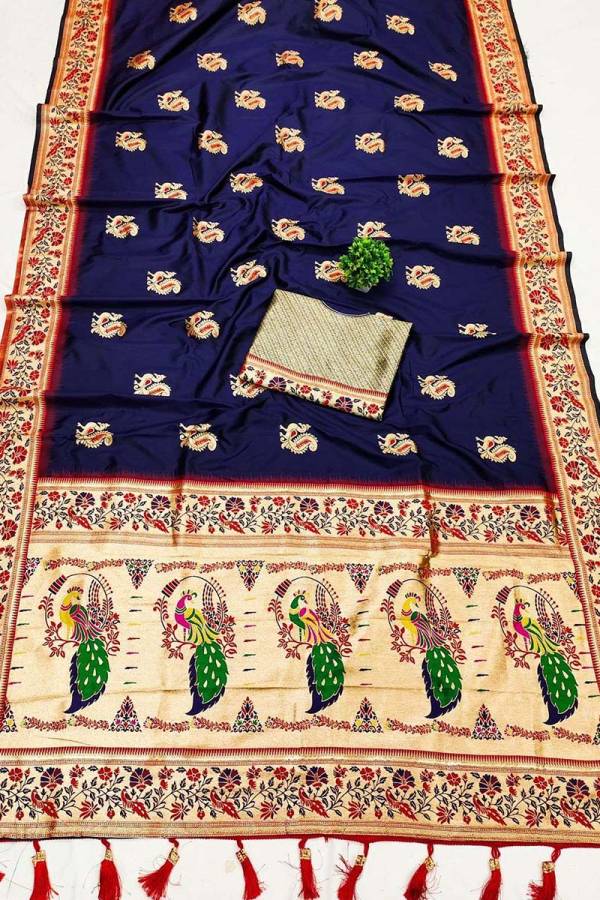 Traditional Charm Rich Pallu and Contrast Border in Soft Pethani Silk Design Saree  in Surat
