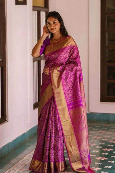 Traditional Kanchipuram Silk Saree with Rich Pallu and Zari Embellishments in Surat