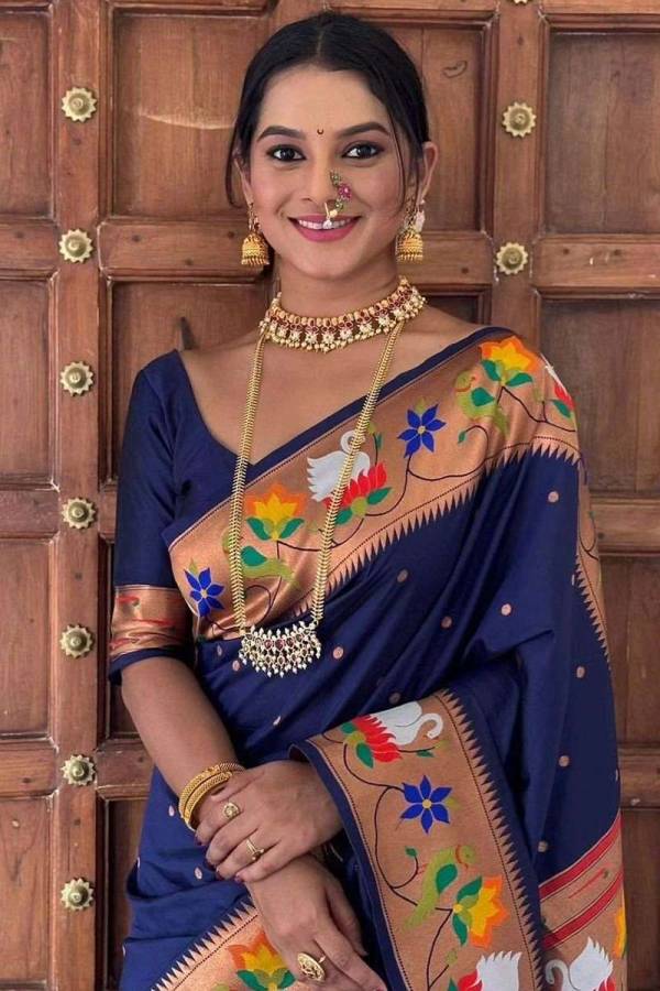 Traditional Paithani Silk Saree with Rich Meenakari Design  in Surat