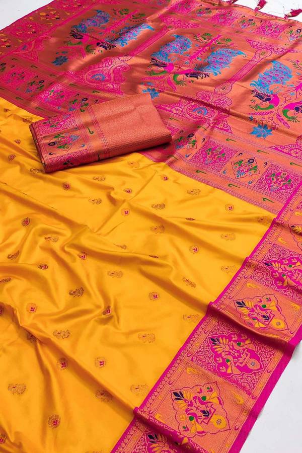Traditional Pethani Silk Saree with Exquisite Copper Zari and Meenakari Designs  in Surat