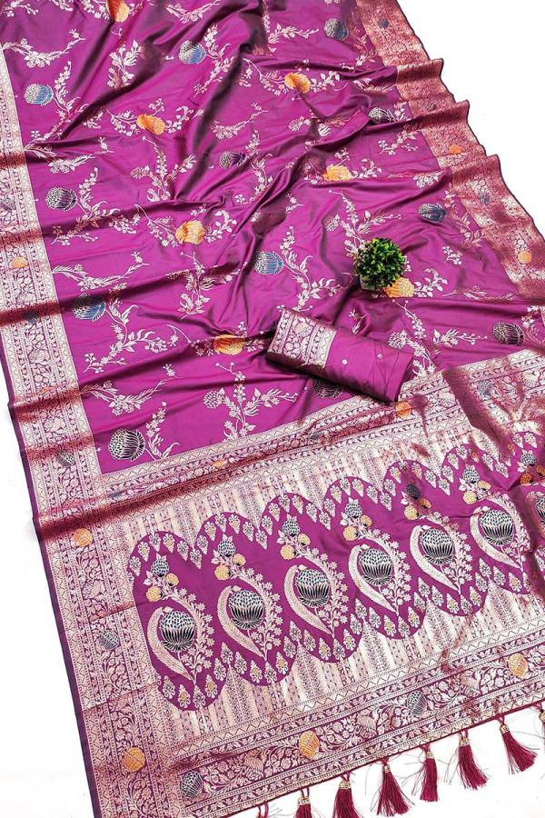 Traditional Soft Banarasi Silk Saree with Meenakari and Zari Detailing  in Surat