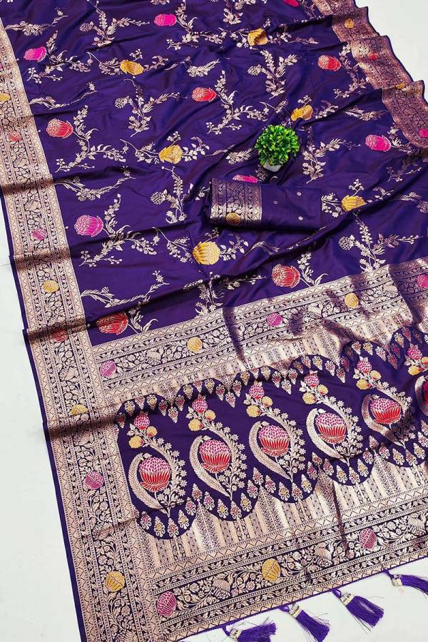 Traditional Soft Banarasi Silk Saree with Meenakari and Zari Detailing  in Surat