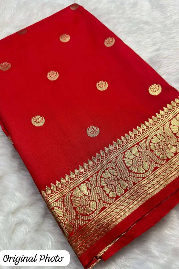 Trendy Wedding Wear Fancy Soft Silk Saree with Golden Zari Weaving Design Saree  in Surat