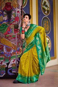 Two-Tone Banarasi Soft Silk Saree with Gold and Copper Zari Leaf Motifs in Three Pairings  in Surat