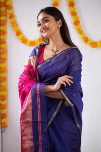 Two-Tone Contrast Pallu Banarasi Soft Silk Saree with Zari Buttis in Nine Colour Pairs  in Surat