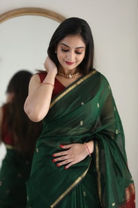 Two-Tone Contrast Pallu Banarasi Soft Silk Saree with Zari Buttis in Nine Colour Pairs  in Surat