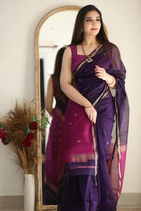 Two-Tone Contrast Pallu Banarasi Soft Silk Saree with Zari Buttis in Nine Colour Pairs  in Surat
