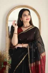 Two-Tone Contrast Pallu Banarasi Soft Silk Saree with Zari Buttis in Nine Colour Pairs  in Surat