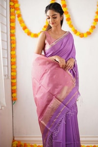 Two-Tone Contrast Pallu Banarasi Soft Silk Saree with Zari Buttis in Nine Colour Pairs  in Surat