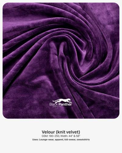 Velour Knit Velvet Fabric GSM 180 to 250 Width 44 Inch and 58 Inch for Lounge Apparel Sweatshirts in Surat