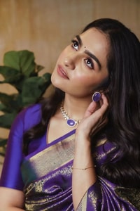 Violet Banarasi Soft Silk Saree with Gold Zari Floral Jaal and Wide Gold Border  in Surat