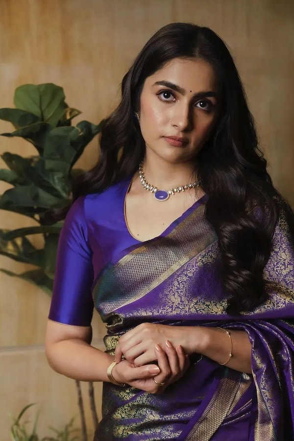 Violet Banarasi Soft Silk Saree with Gold Zari Floral Jaal and Wide Gold Border  in Surat