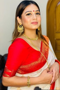 White Banarasi Soft Silk Saree with Red or Coral Zari Border, Pallu and Gold Butis  in Surat