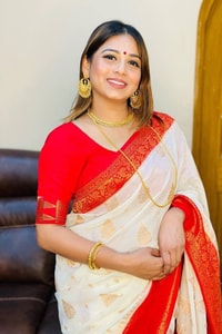 White Banarasi Soft Silk Saree with Red or Coral Zari Border, Pallu and Gold Butis  in Surat