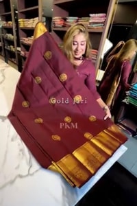 Wine Banarasi Soft Silk Saree with Gold Coin Buttas, Chakra Motif and Mustard Gold Pallu  in Surat