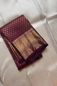 Wine Purple Banarasi Soft Silk Saree with Dense Zari Brocade Body and Broad Gold Border  in Surat