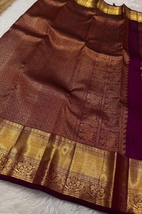 Wine Purple Banarasi Soft Silk Saree with Dense Zari Brocade Body and Broad Gold Border  in Surat