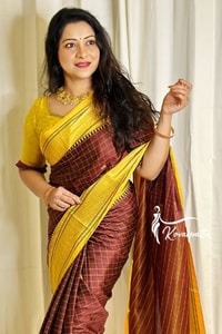 Wine and Black Banarasi Soft Silk Saree with Contrast Zari Border in Four Colour Pairings  in Surat