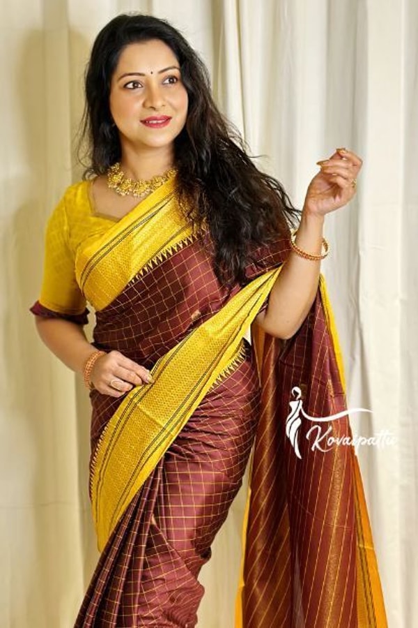 Wine and Black Banarasi Soft Silk Saree with Contrast Zari Border in Four Colour Pairings  in Surat