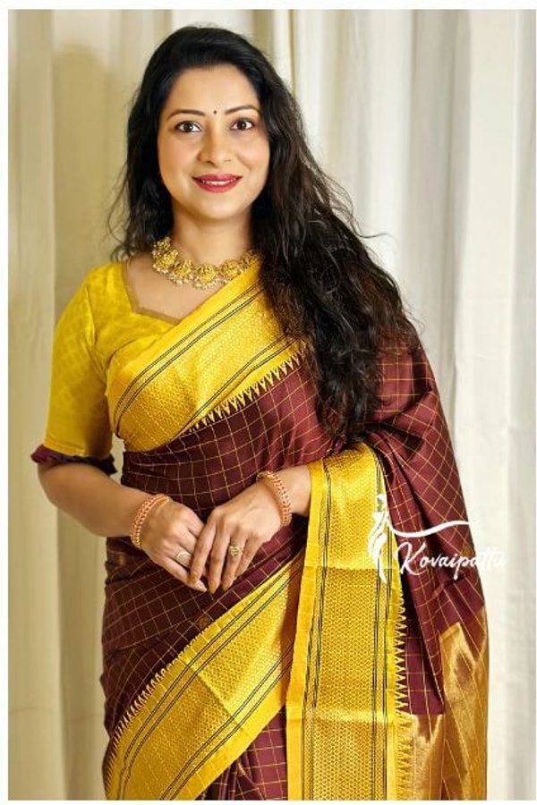 Wine and Black Banarasi Soft Silk Saree with Contrast Zari Border in Four Colour Pairings  in Surat