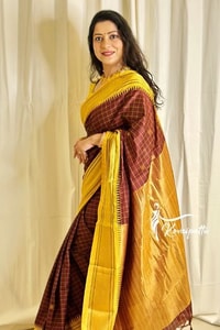 Wine and Black Banarasi Soft Silk Saree with Contrast Zari Border in Four Colour Pairings  in Surat