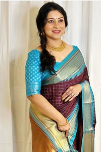 Wine and Black Banarasi Soft Silk Saree with Contrast Zari Border in Four Colour Pairings  in Surat