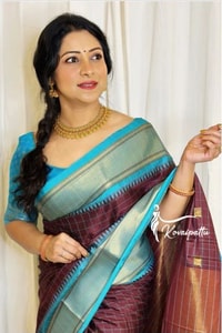 Wine and Black Banarasi Soft Silk Saree with Contrast Zari Border in Four Colour Pairings  in Surat