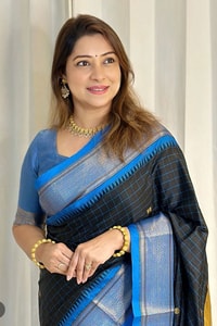 Wine and Black Banarasi Soft Silk Saree with Contrast Zari Border in Four Colour Pairings  in Surat