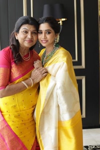 Yellow and Off-White Half and Half Banarasi Soft Silk Saree with Gold Zari Border  in Surat