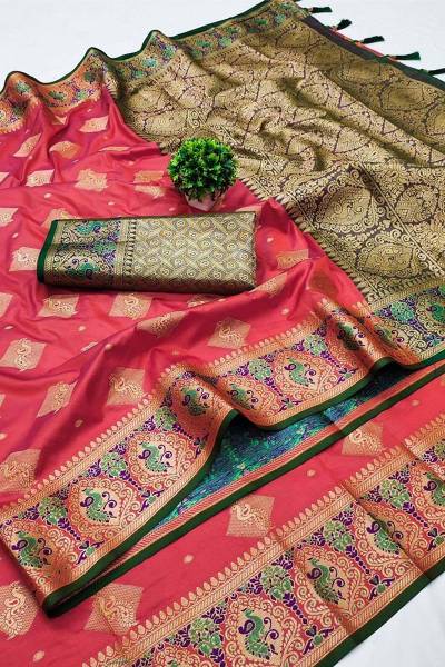 Zari Elegance Soft Pathani Silk Saree with Rich Pallu in Surat
