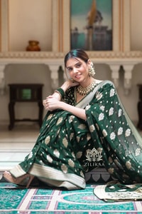 Zari Floral Butta Banarasi Soft Silk Saree with Brocade Pallu in Seven Festive Shades  in Surat
