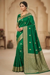 Zari Paisley Butta Saree with Wide Paisley Border and Rich Woven Pallu in Seven Shades  in Surat