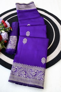 Zari Paisley Butta Saree with Wide Paisley Border and Rich Woven Pallu in Seven Shades  in Surat