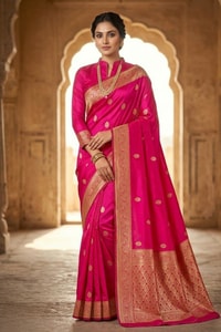 Zari Paisley Butta Saree with Wide Paisley Border and Rich Woven Pallu in Seven Shades  in Surat