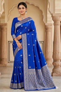 Zari Paisley Butta Saree with Wide Paisley Border and Rich Woven Pallu in Seven Shades  in Surat