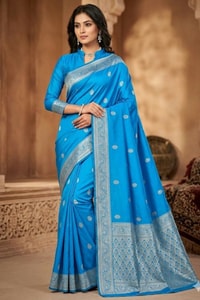 Zari Paisley Butta Saree with Wide Paisley Border and Rich Woven Pallu in Seven Shades  in Surat