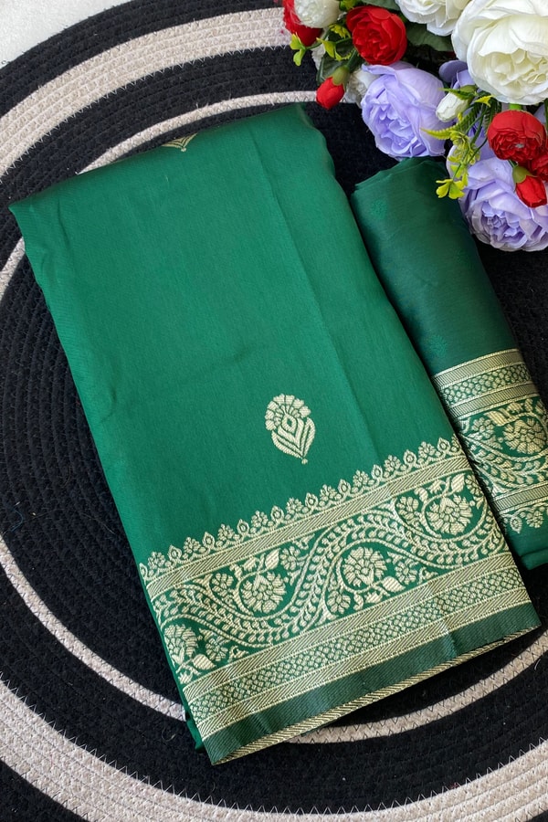 Zari Paisley Butta Saree with Wide Paisley Border and Rich Woven Pallu in Seven Shades  in Surat