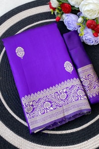 Zari Paisley Butta Saree with Wide Paisley Border and Rich Woven Pallu in Seven Shades  in Surat