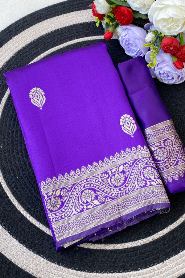 Zari Paisley Butta Saree with Wide Paisley Border and Rich Woven Pallu in Seven Shades  in Surat