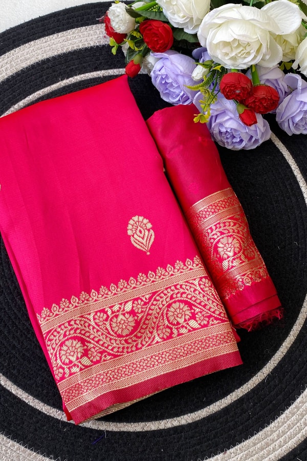Zari Paisley Butta Saree with Wide Paisley Border and Rich Woven Pallu in Seven Shades  in Surat
