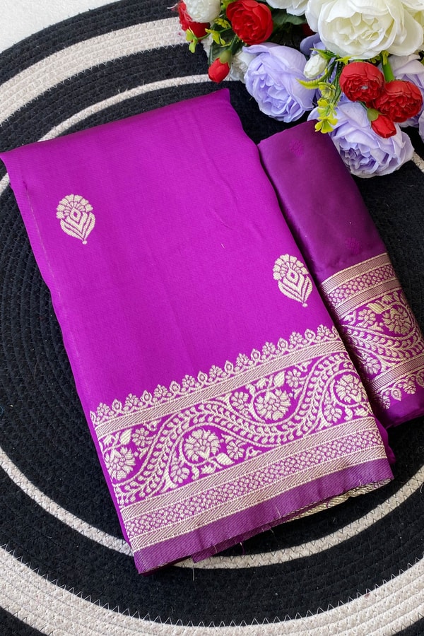 Zari Paisley Butta Saree with Wide Paisley Border and Rich Woven Pallu in Seven Shades  in Surat
