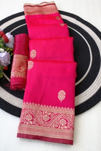 Zari Paisley Butta Saree with Wide Paisley Border and Rich Woven Pallu in Seven Shades  in Surat