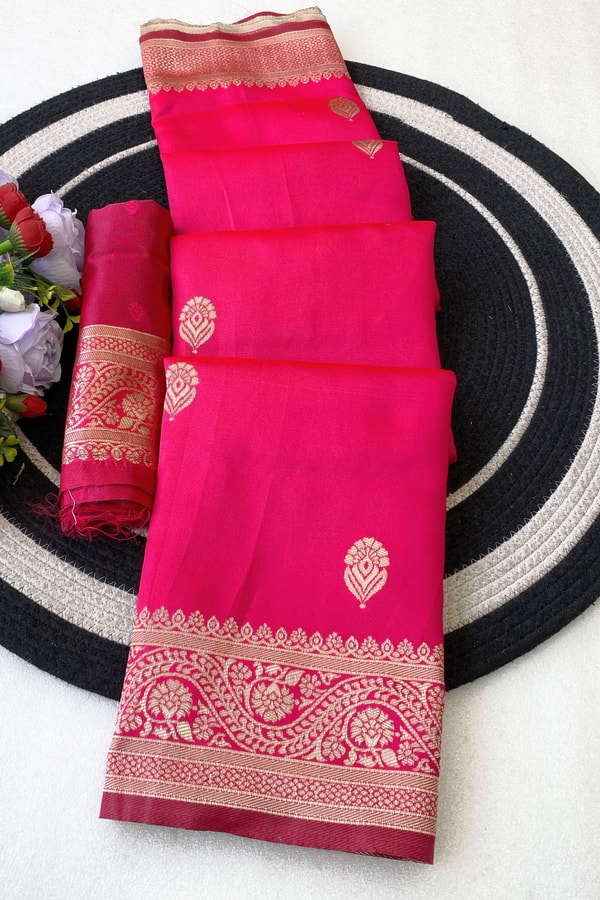 Zari Paisley Butta Saree with Wide Paisley Border and Rich Woven Pallu in Seven Shades  in Surat