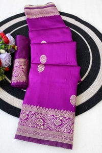 Zari Paisley Butta Saree with Wide Paisley Border and Rich Woven Pallu in Seven Shades  in Surat