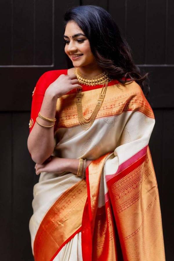 Zari Weaving Border Rich Pallu Saree with Golden Box and Flower Motifs  in Surat