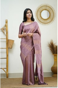 Zigzag Stripe Weave Banarasi Soft Silk Saree with Copper and Silver Zari in Eight Shades  in Surat