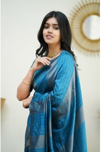 Zigzag Stripe Weave Banarasi Soft Silk Saree with Copper and Silver Zari in Eight Shades  in Surat