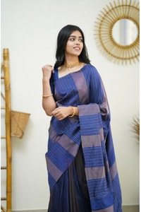 Zigzag Stripe Weave Banarasi Soft Silk Saree with Copper and Silver Zari in Eight Shades  in Surat